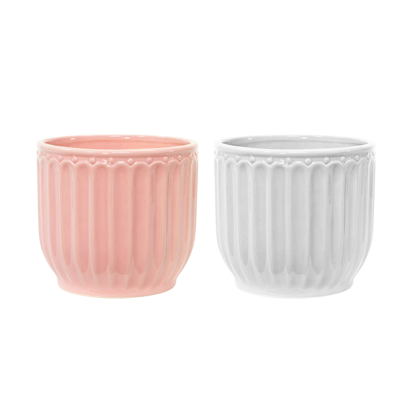5"D Ribbed Glossy Ceramic Hem Pot - Valentine's Day