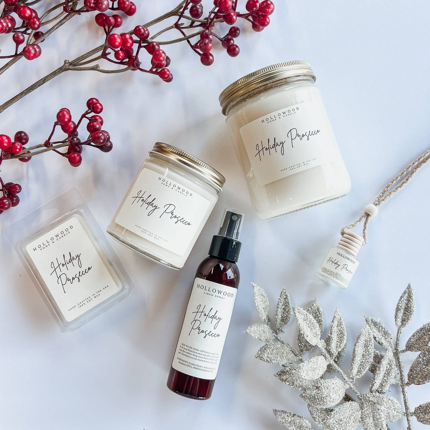 HOLIDAY PROSECCO | HOLIDAY CANDLE | 100% SOY WAX | 8 OZ