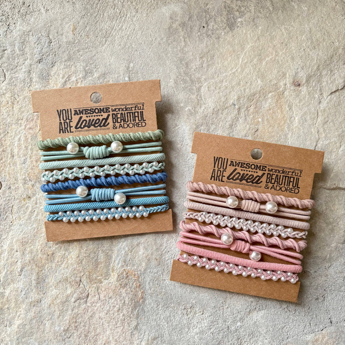 Hair Ties on Kraft Card | Light Mauve Pearl