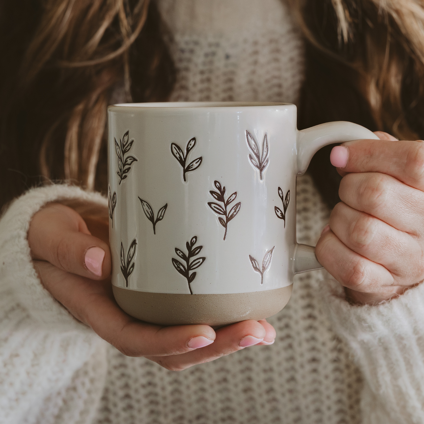*NEW* Brown Leaves Stoneware Coffee Mug - Fall Decor & Gifts