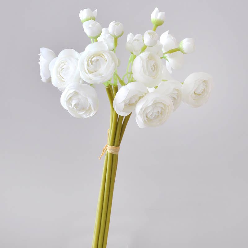 10''T Silk Baby Ranunculus Flower Bunch, 6 Stems/24 Blooms