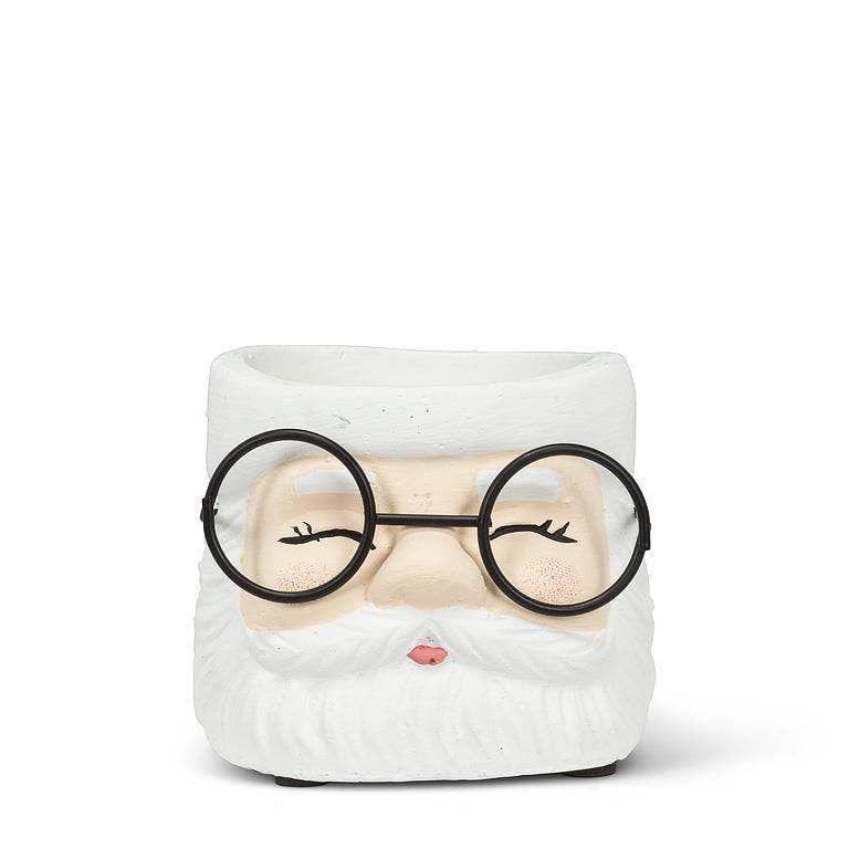Small Santa Planter with Glasses