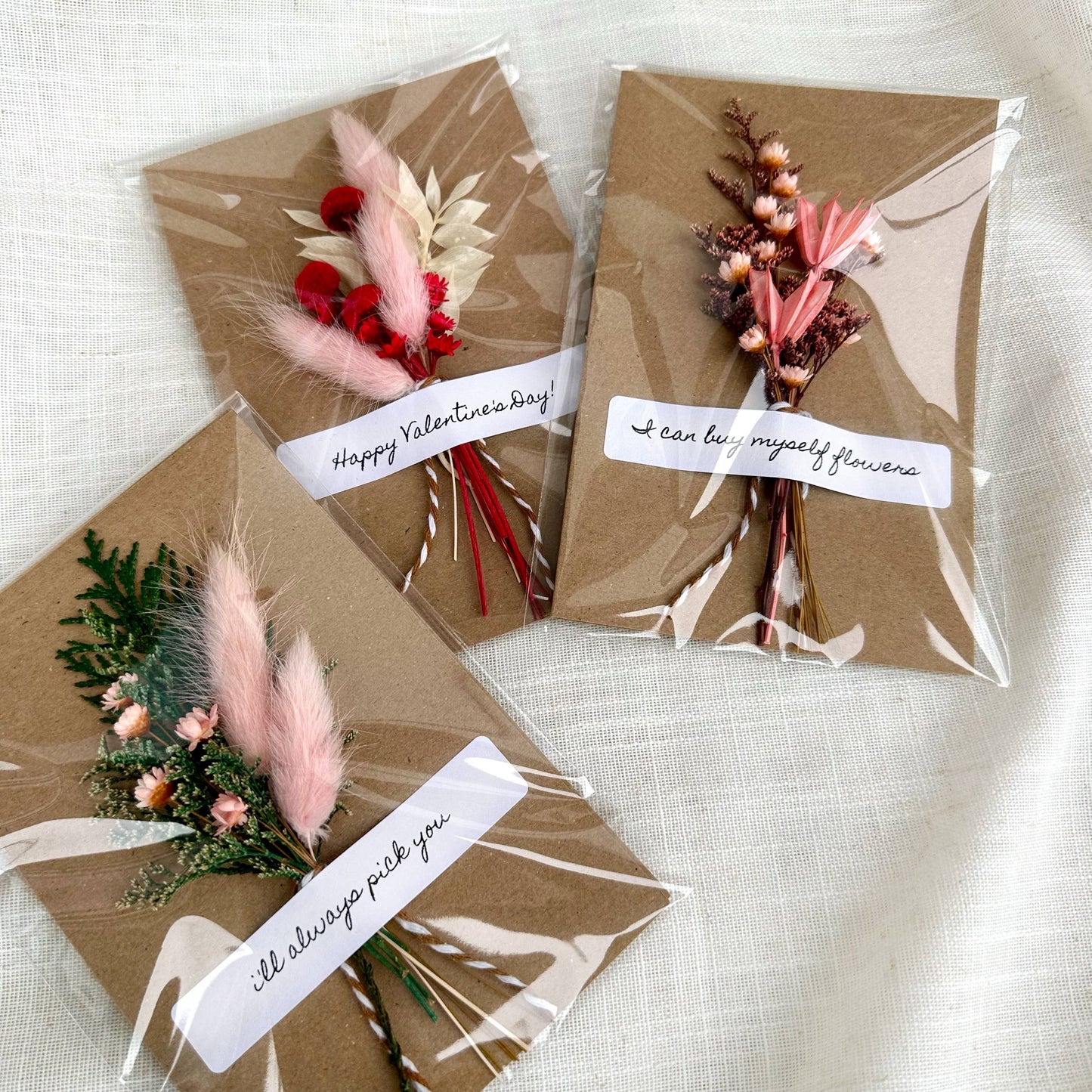 Valentine Mix Floral Bouquet Card With Real Flowers