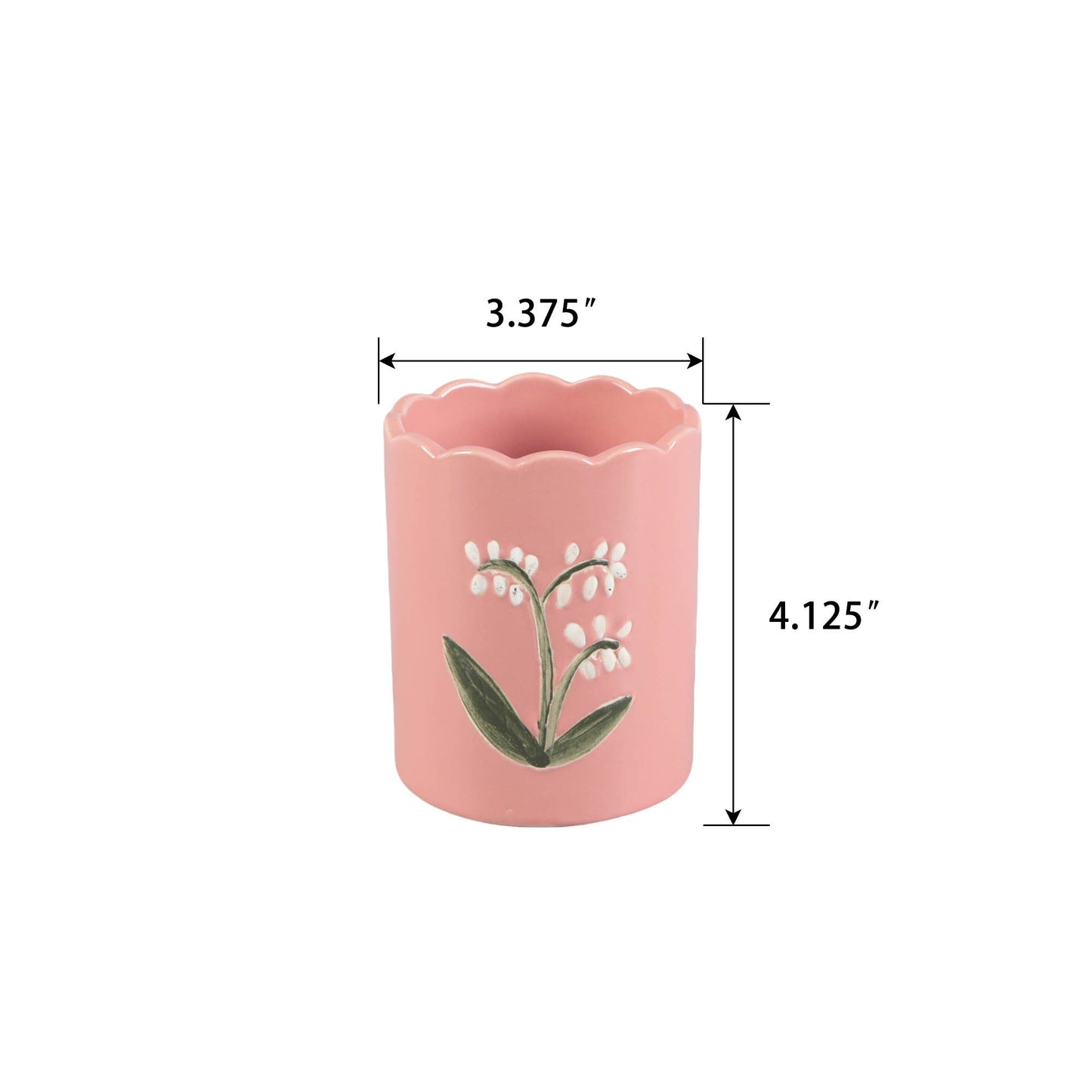 4" Ceramic Scallop Top- Lily of the Valley - Pen Holder