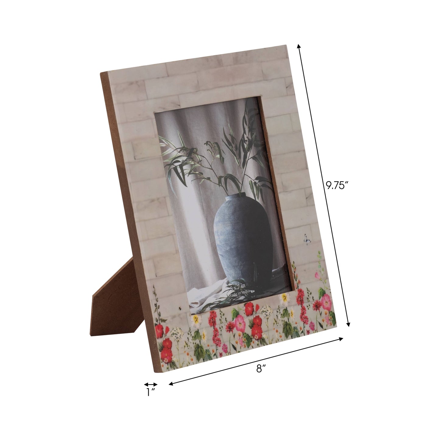 Photo Frame - Ivory Wood Pink Flower Field, 5x7 in.