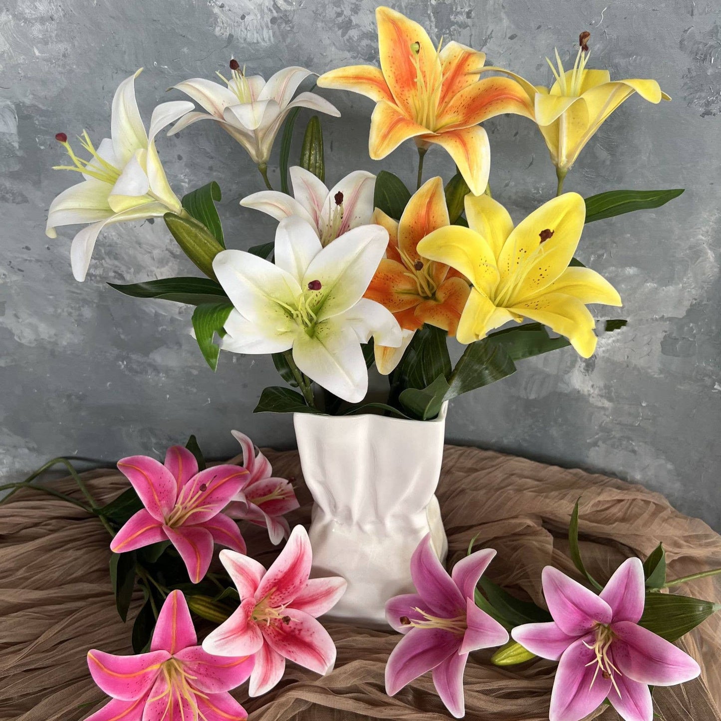 23''T Faux Nature Touch Lily Flower Stem, Autumn Lilies