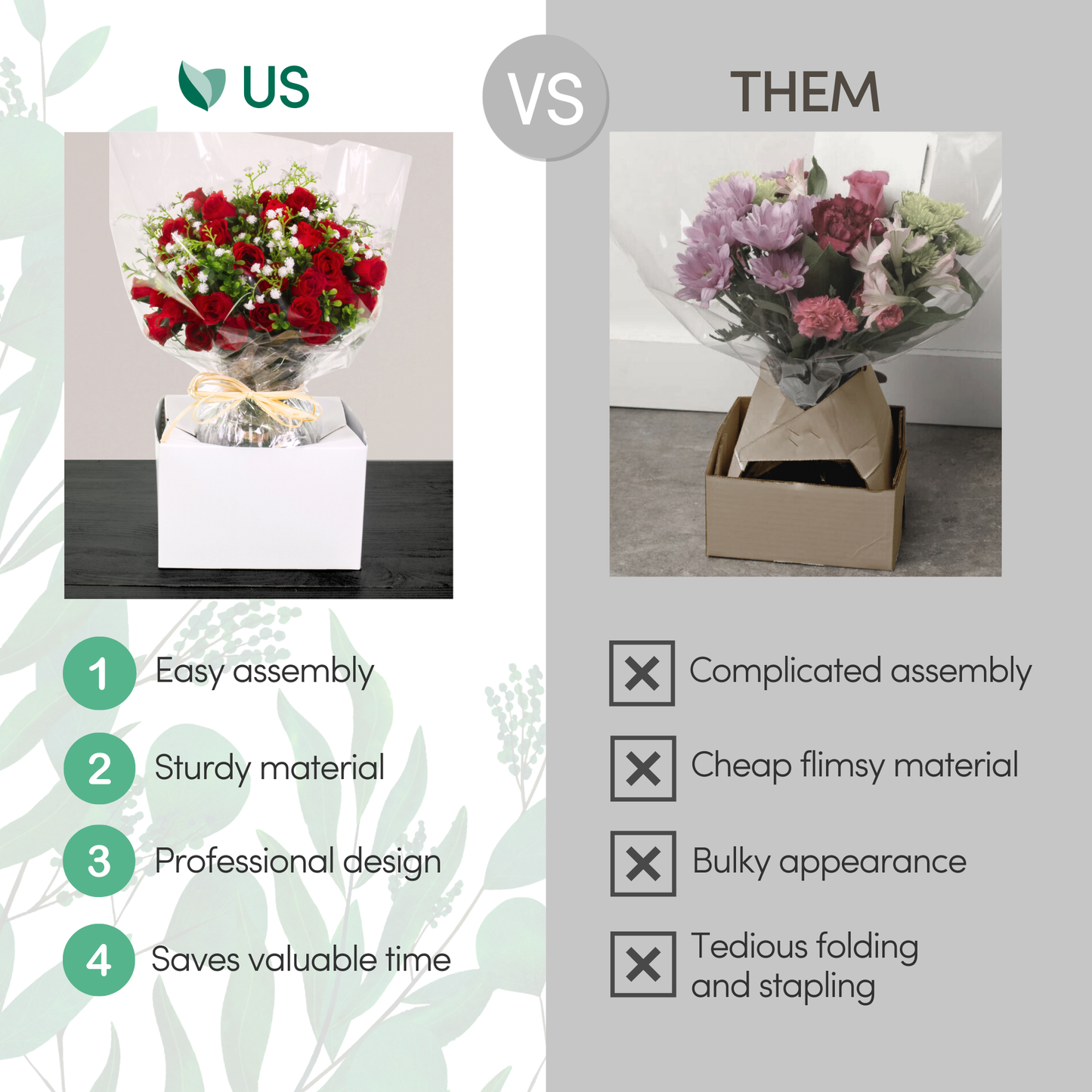 Quick Fold Floral Delivery Box for Vase Transport - 100