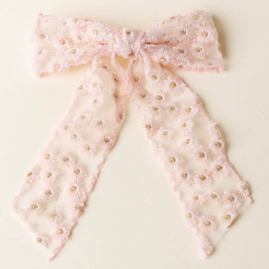 Ditzy Daisies Hair Bow-Blush