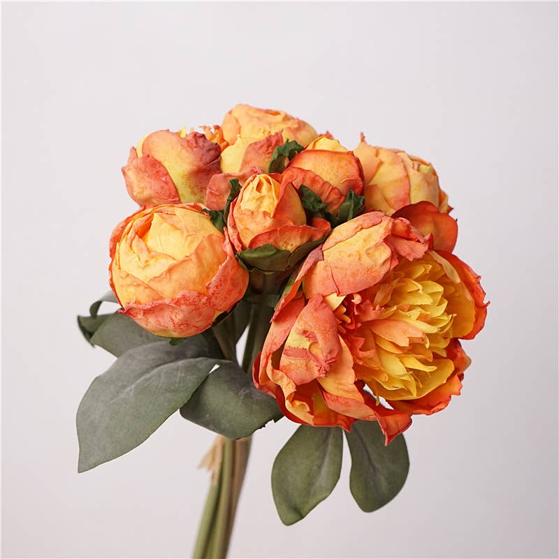 12''T Silk Peony Floral Bouquet, Spring Peonies, 7 Stems