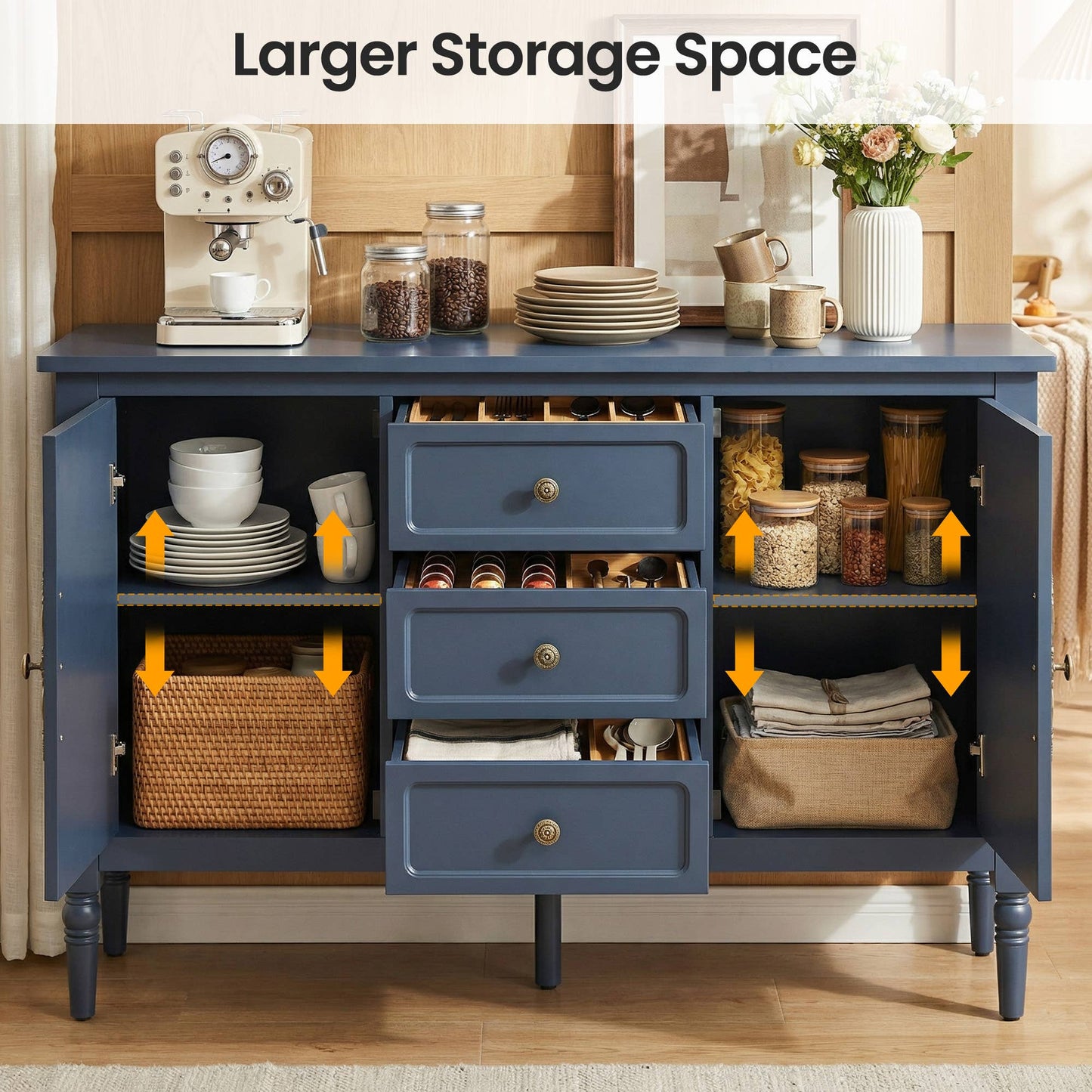 Buffet Sideboard Cabinet with 2 Doors & 3 Drawers