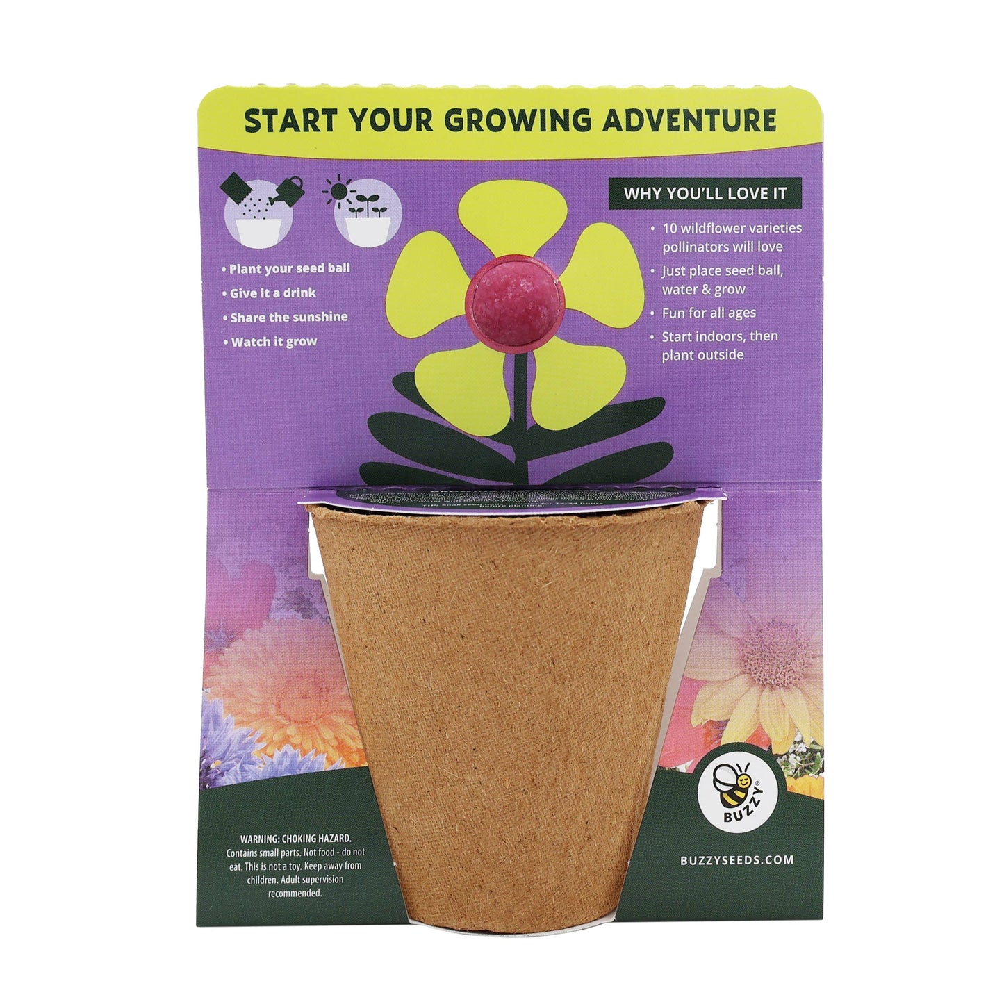 Wildflower Seed Ball Cups 6pk | Pollinator Mix | Bee Garden