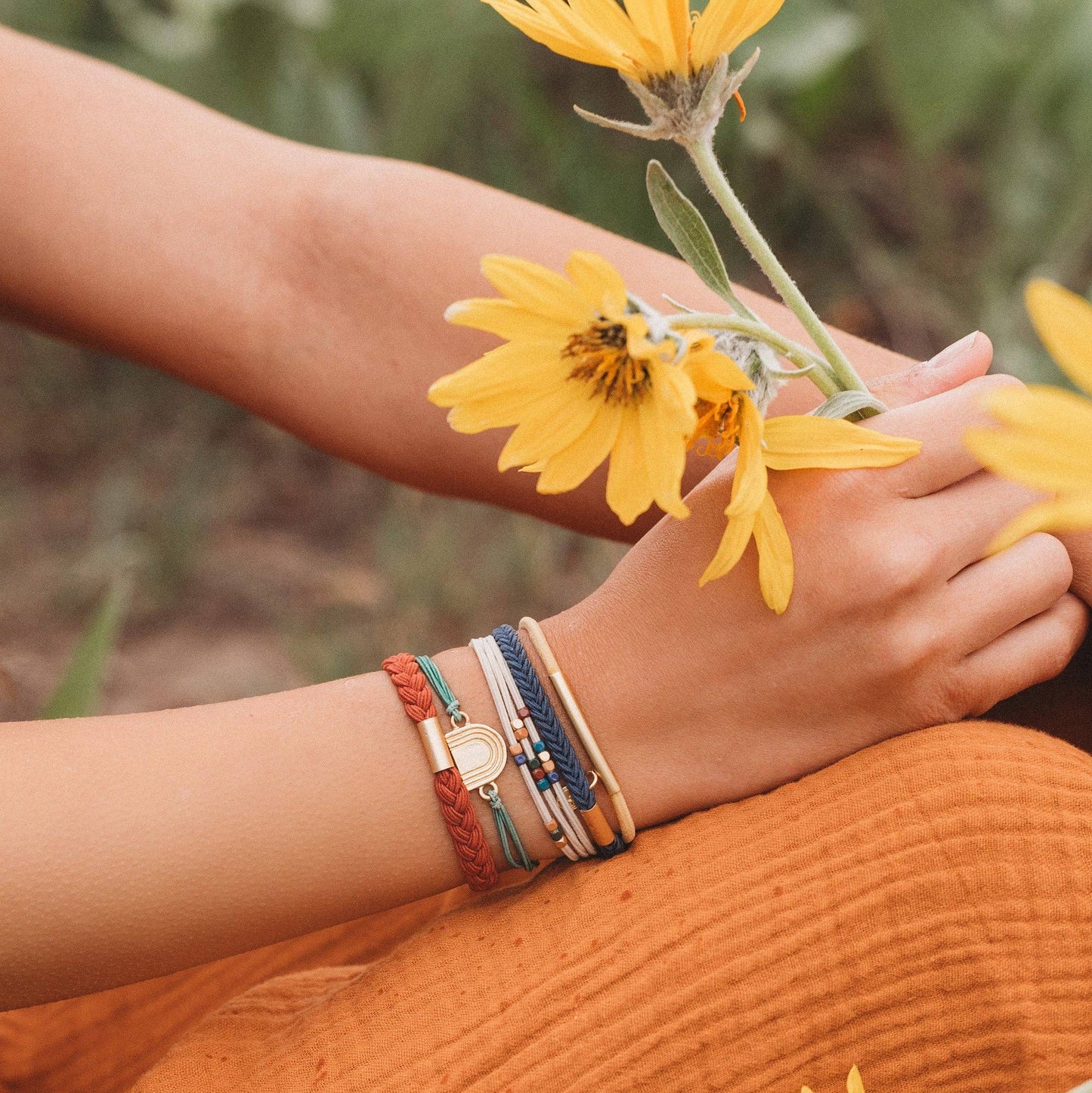 "Imagine" Gold Rainbow Hair Tie Bracelets