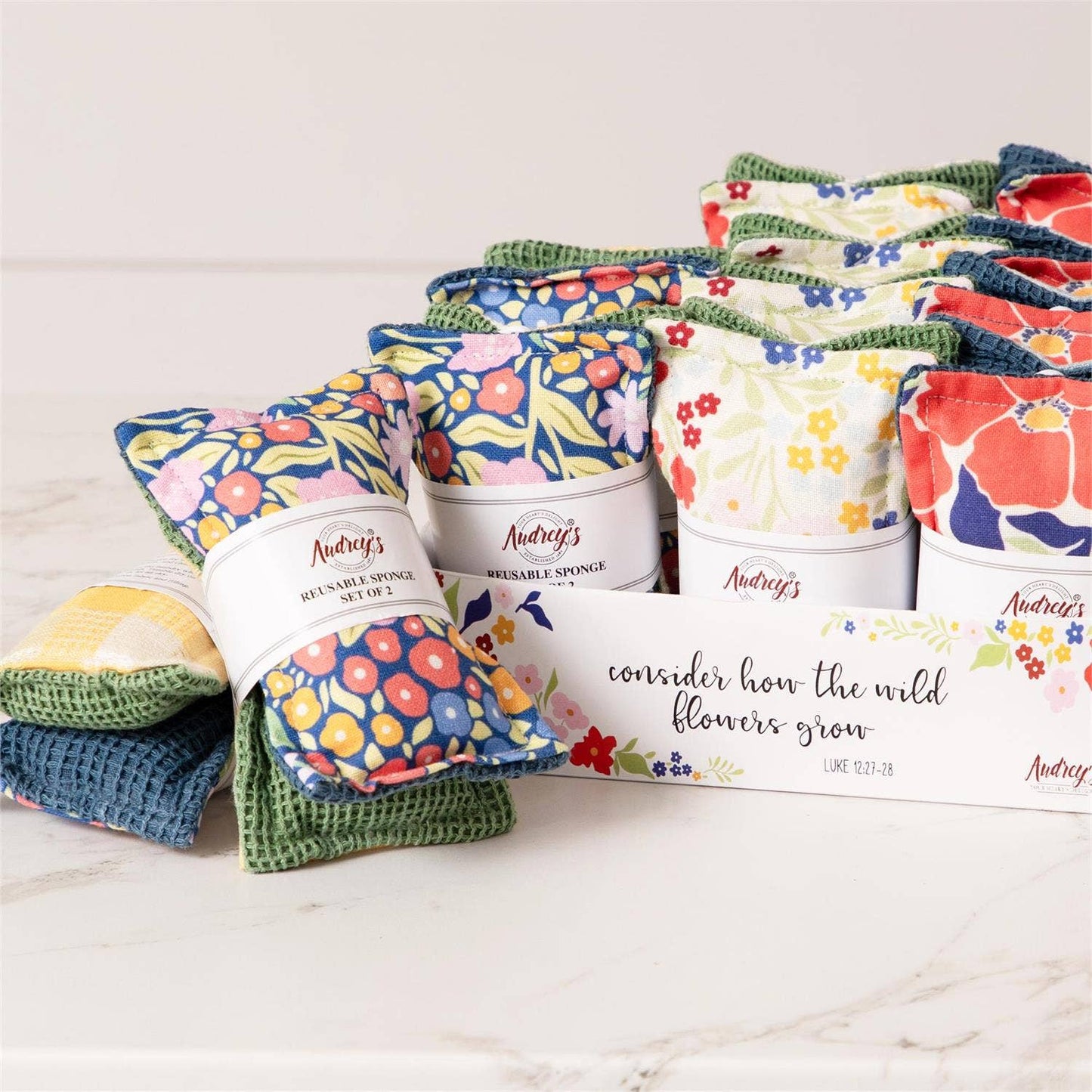 Reusable Fabric Sponges - Fun Floral Set (PK/12 AST)