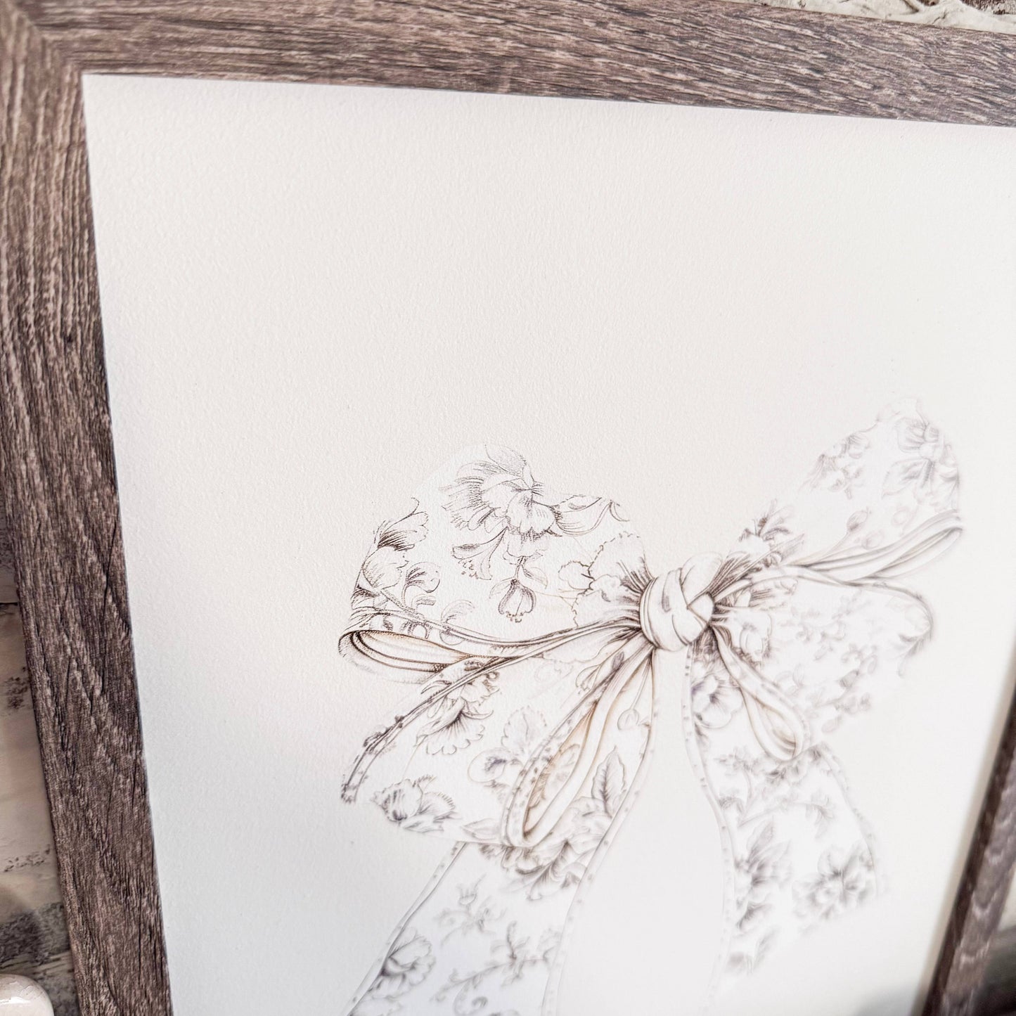 Vintage Neutral Bow Wood Sign