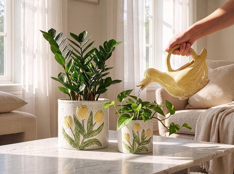 Planter with Tulip-Yellow