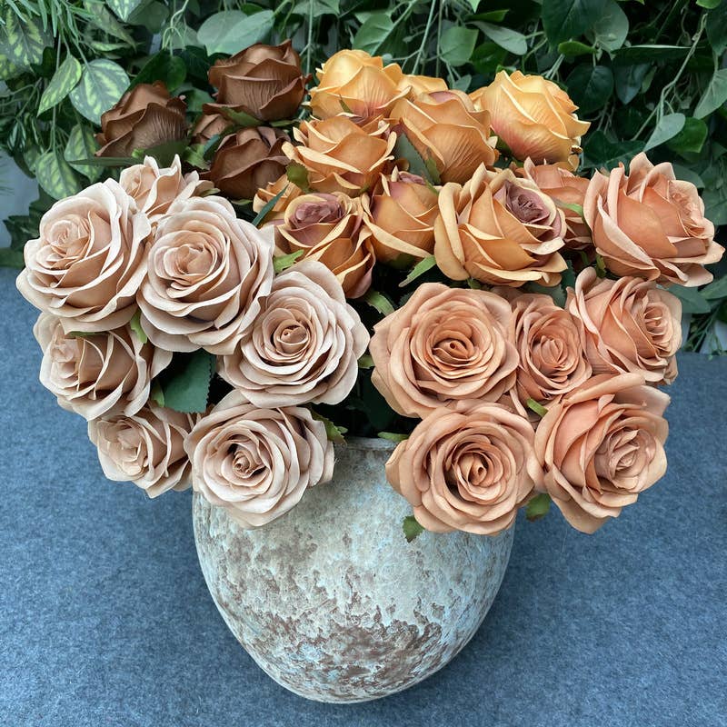 Princess Diana Rose Silk Artificial Flower Bunch, 10 Heads