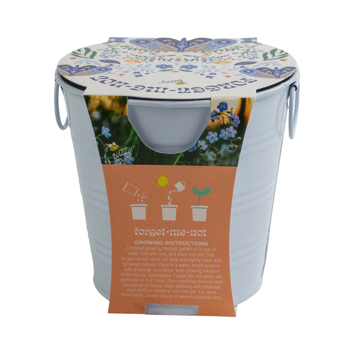 Painted Flower Grow Pail | Forget-Me-Not Kit | Garden Gift