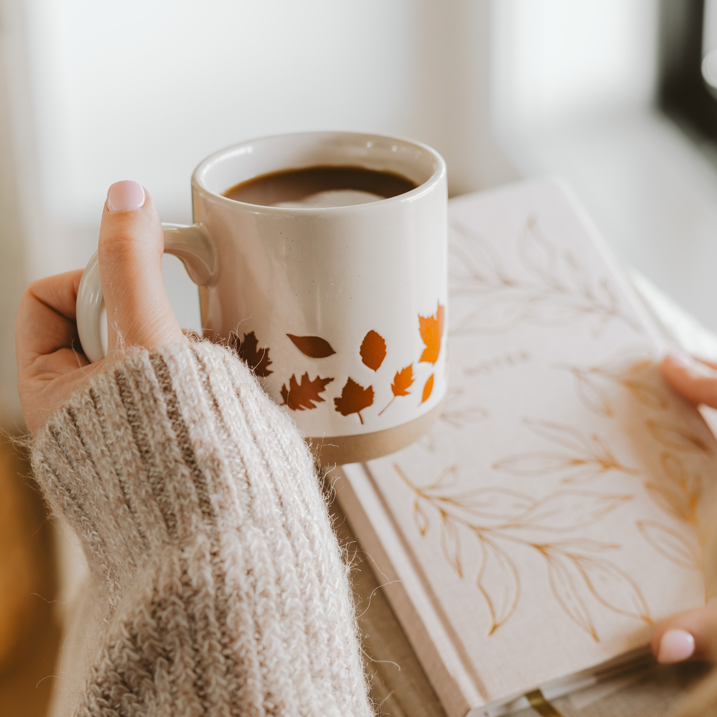 *NEW* Orange Leaves Stoneware Coffee Mug - Fall Decor