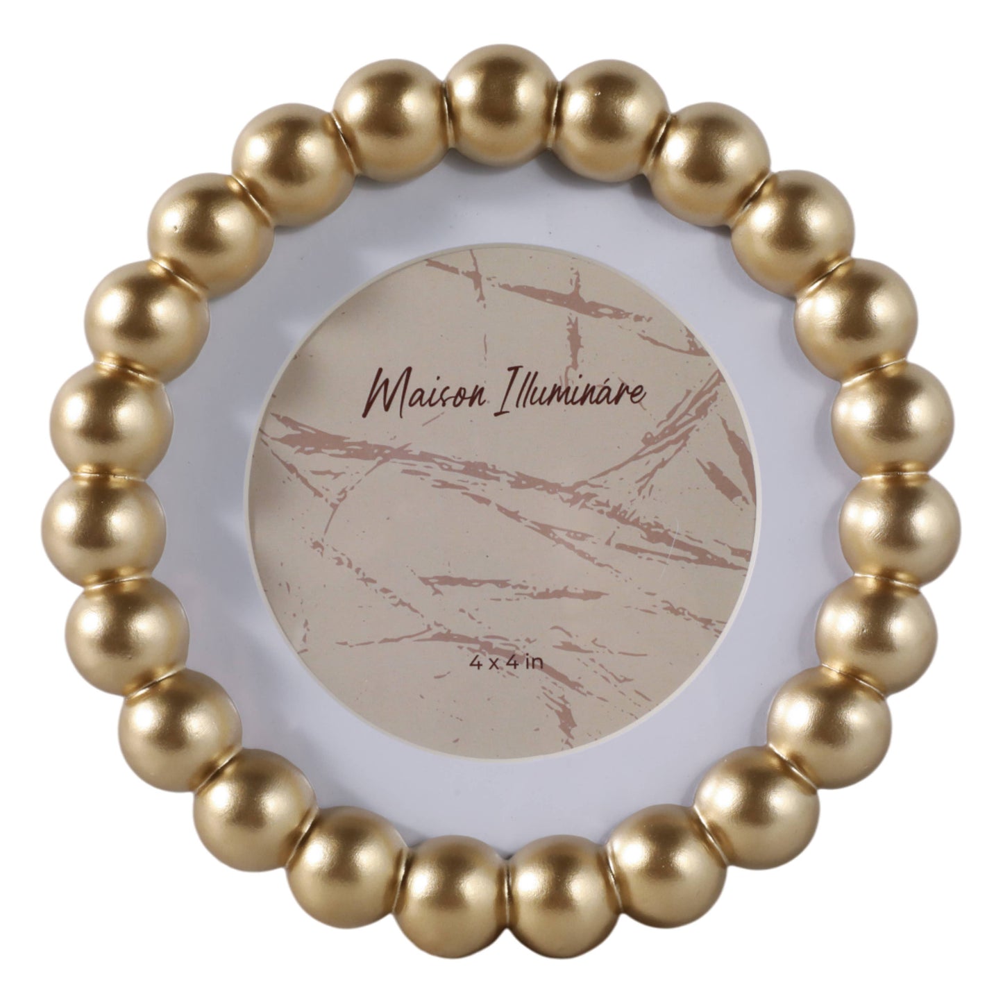 Photo Frame - Gold Glass Elegant Matted Beaded, 6x6 in.