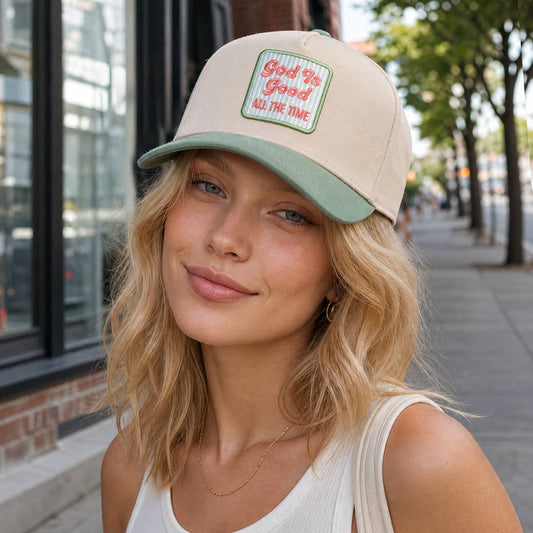 God Is Good Embroidered Patch Two-Tone Trucker Hat