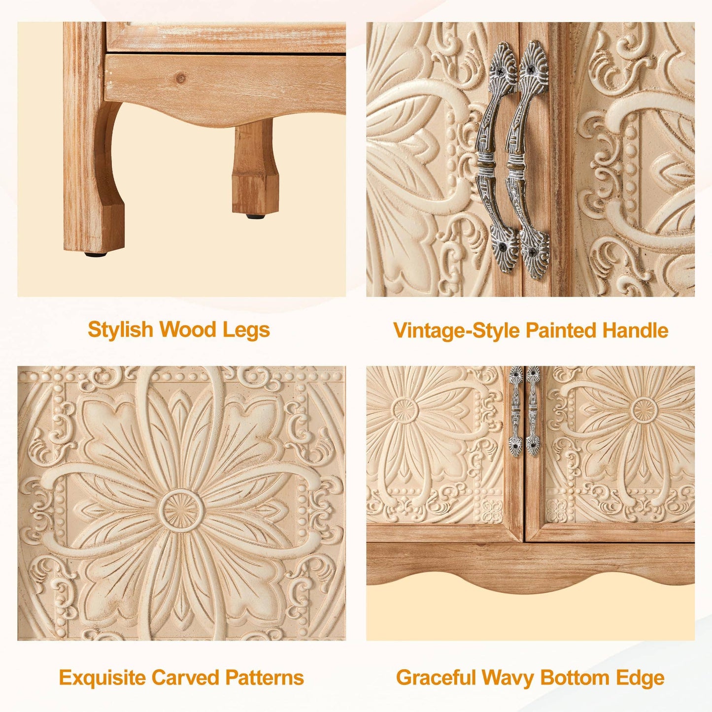 Farmhouse Storage Cabinet with Flower Pattern