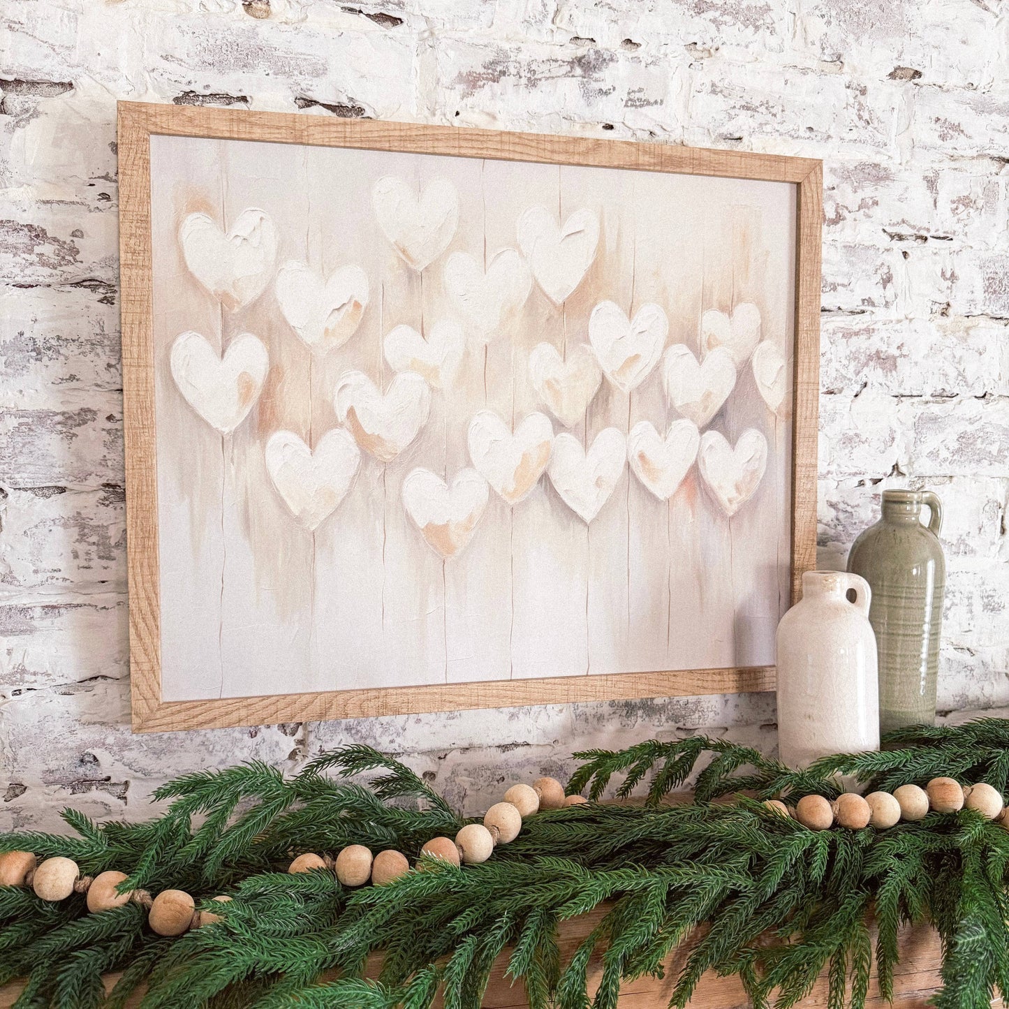 White Balloon Hearts Valentines Day Wood Sign - Rectangle