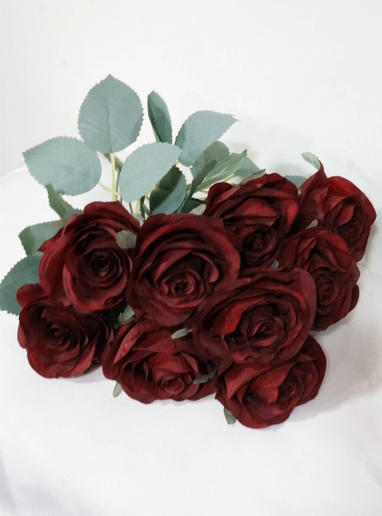 Princess Diana Rose Silk Artificial Flower Bunch, 10 Heads