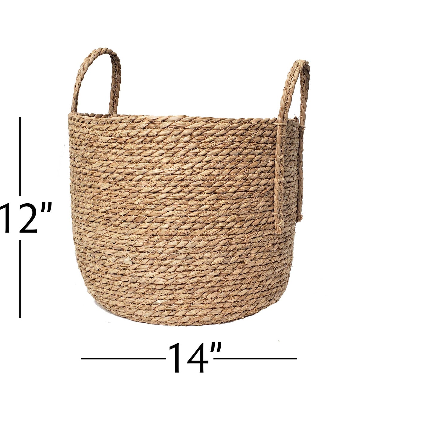 Woven Rattan Floor Round Basket - 14" Diameter x 12"H