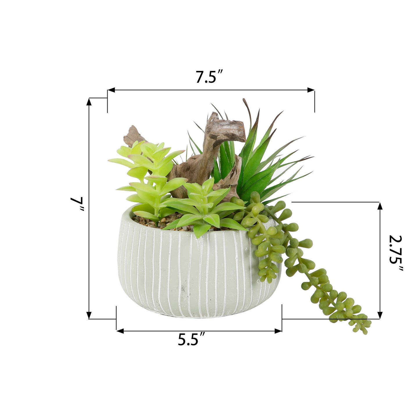 Faux Succulent Arrangement in Textured Ceramic Pot