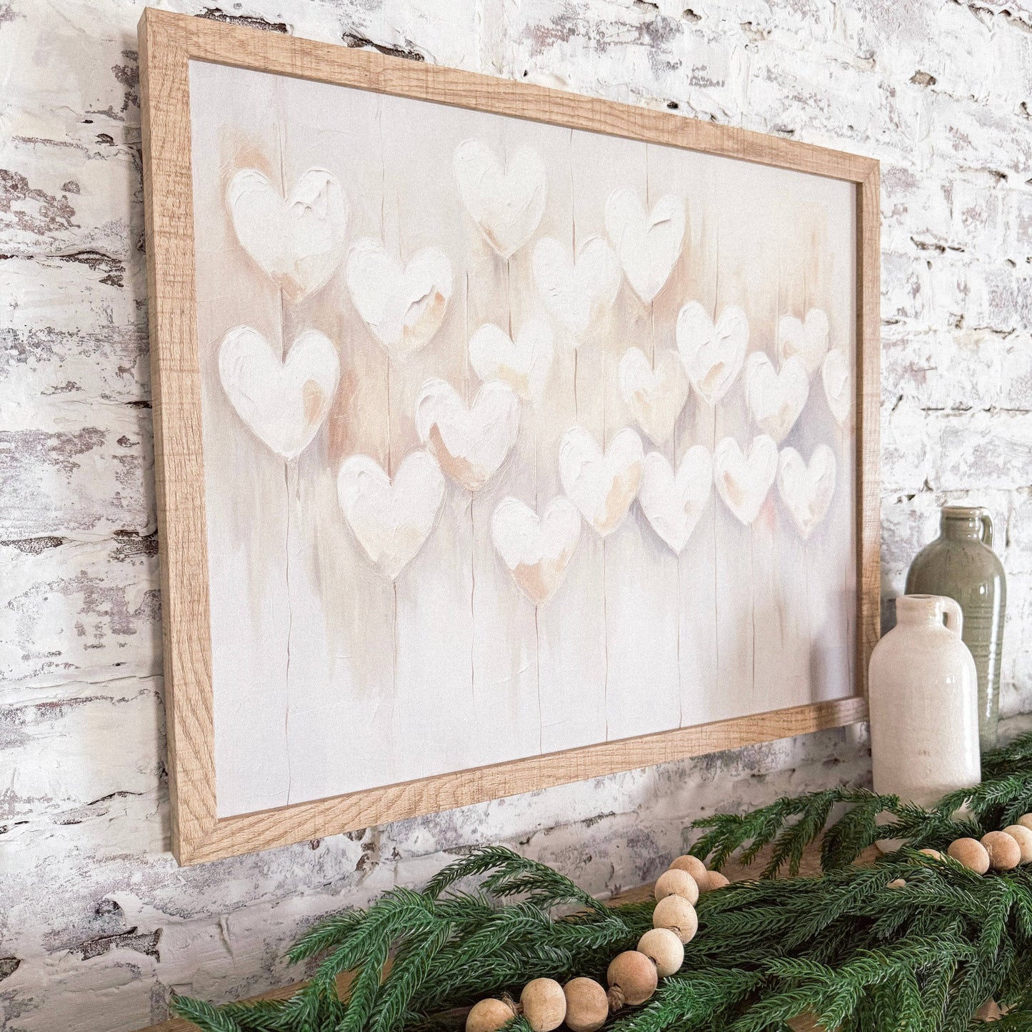 White Balloon Hearts Valentines Day Wood Sign - Rectangle