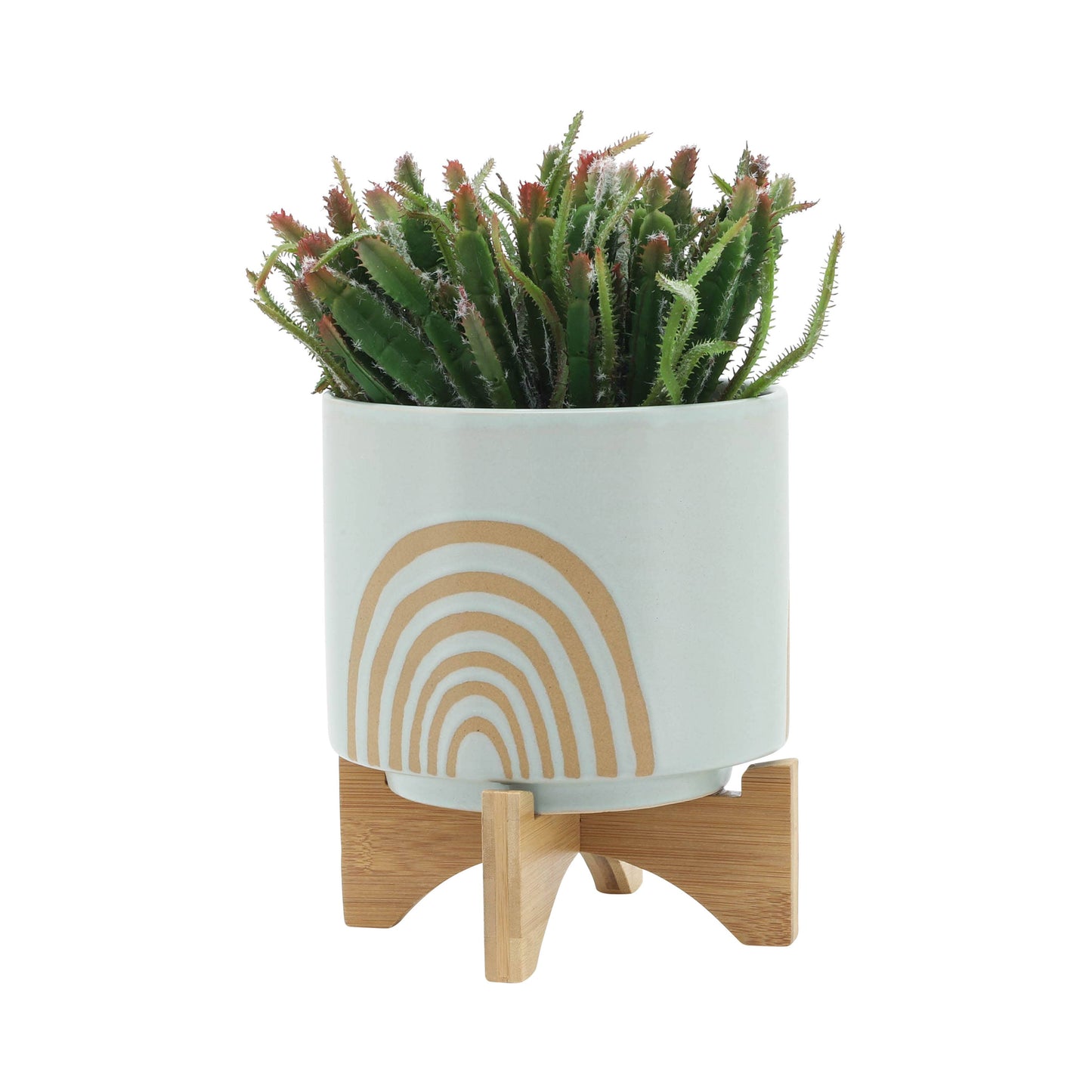 Planter Pots Set of 2 - Green Ceramic Arch Stand, 5/8 in.