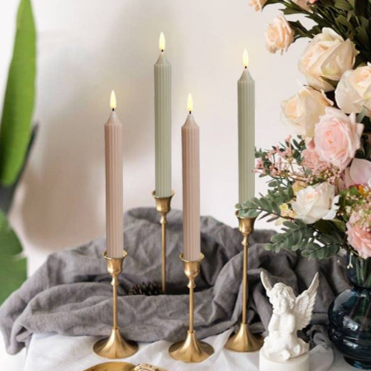 9.4 Inch Real Wax Flameless Striped Taper LED Candlesticks