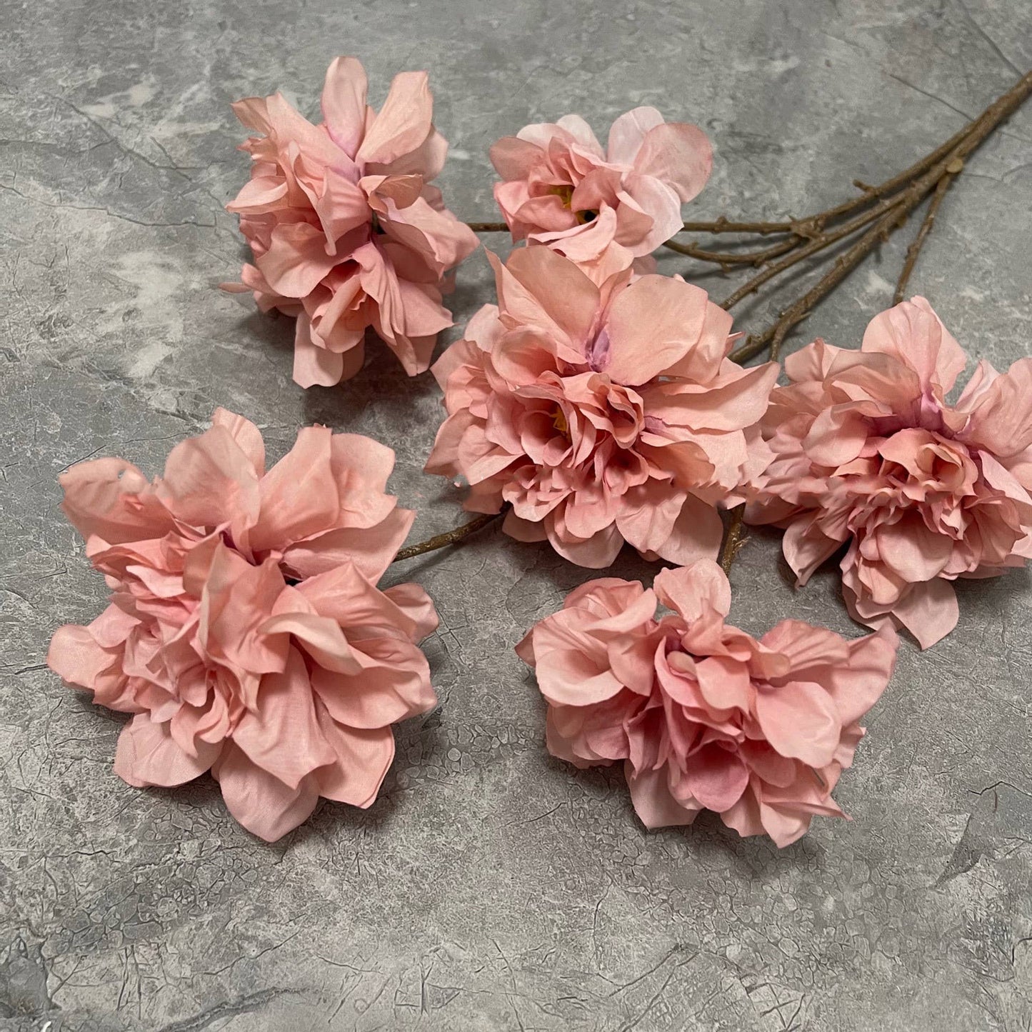 29''T Silk Hibiscus Peony Flower Stem, Boho Warm Brown Beige