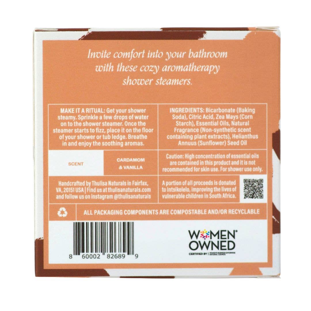 Fall Shower Steamers | Cardamom + Vanilla | 4 pack gift set