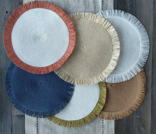 Handwoven Fringe Boho 15" Round Placemat