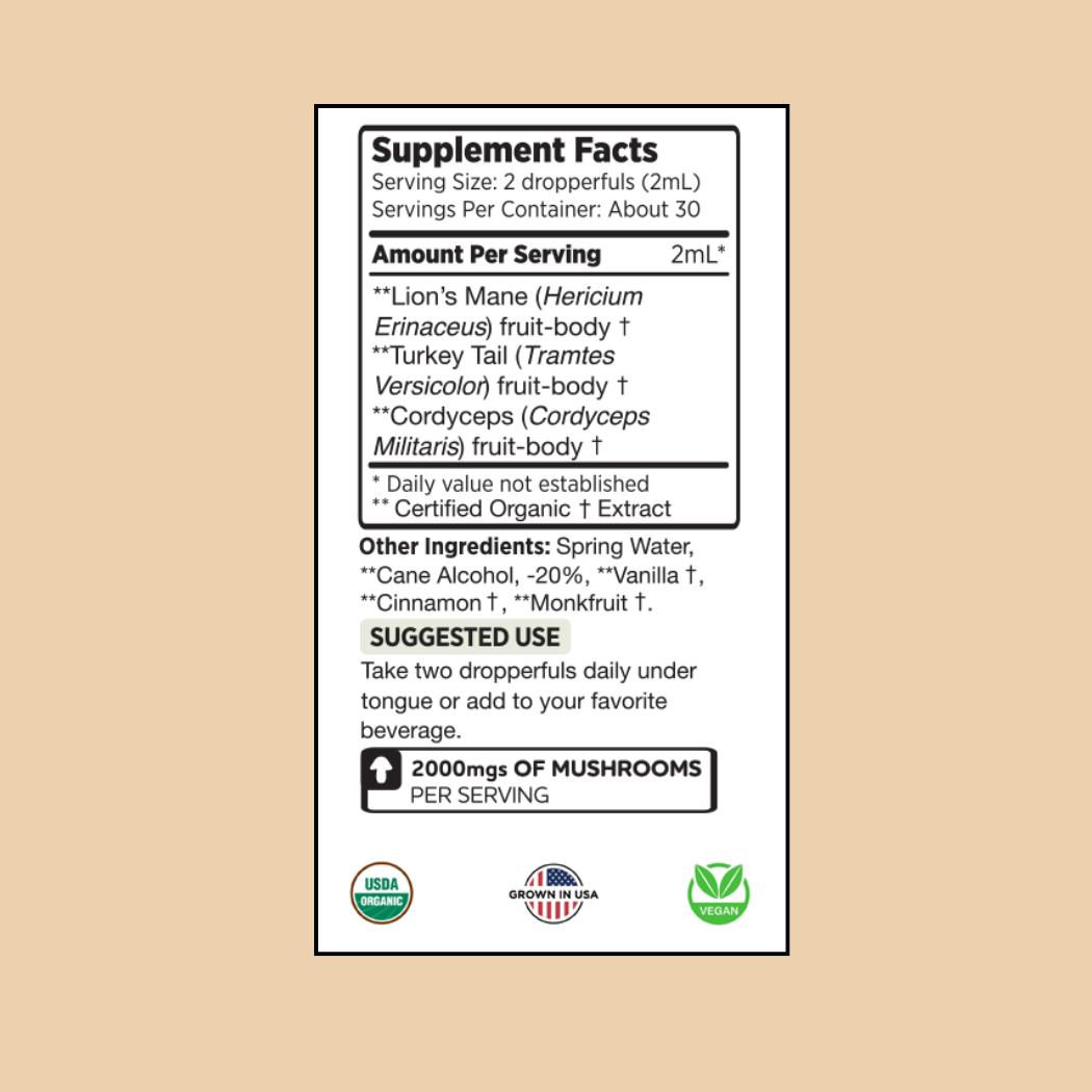 Organic Multi-Mushroom Tincture | Focus | Energy | Immunity