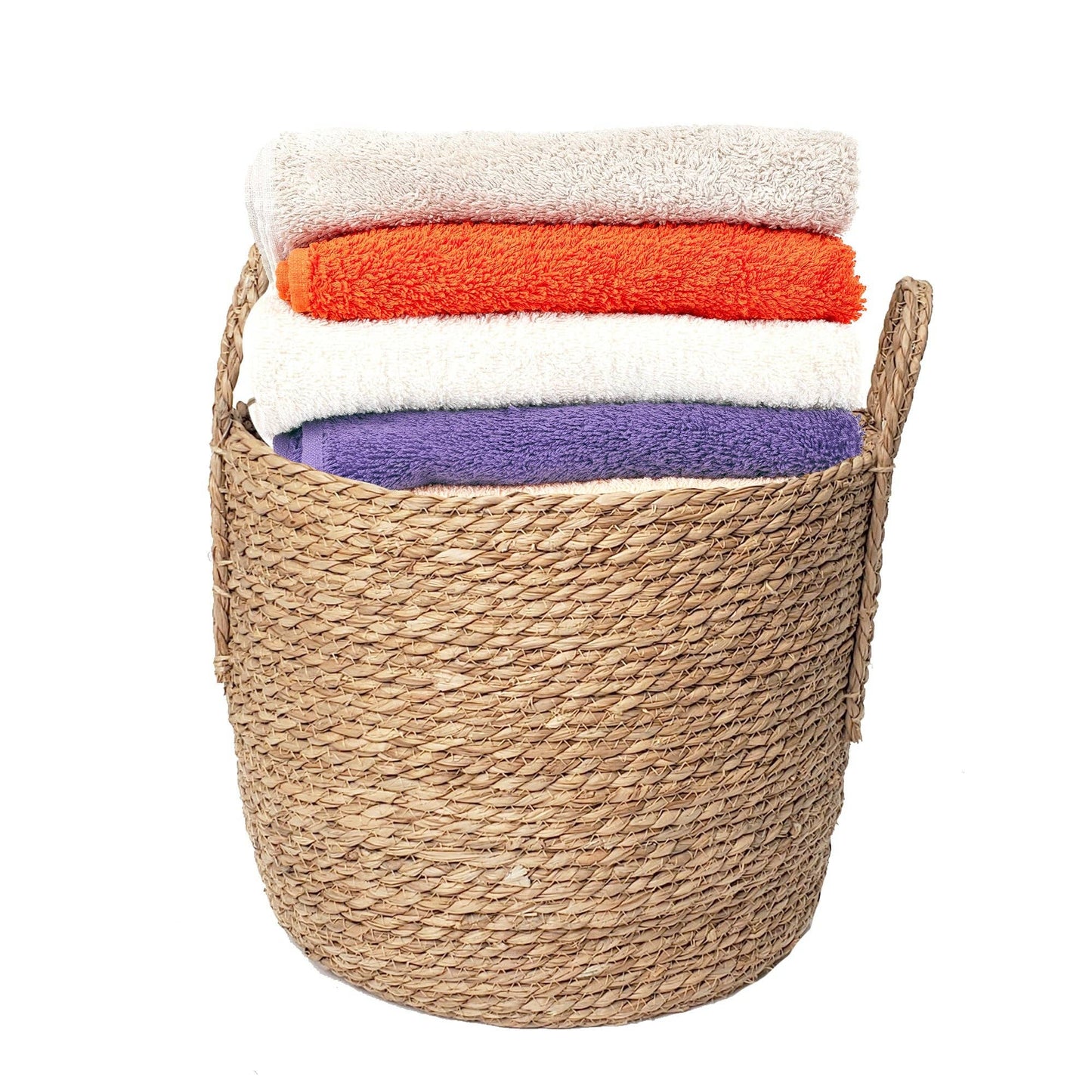 Woven Rattan Floor Round Basket - 14" Diameter x 12"H