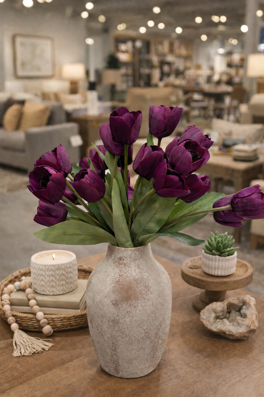 SAMPLE SALE-19"Traditional Artificial Tulip Bush-11 Flowers