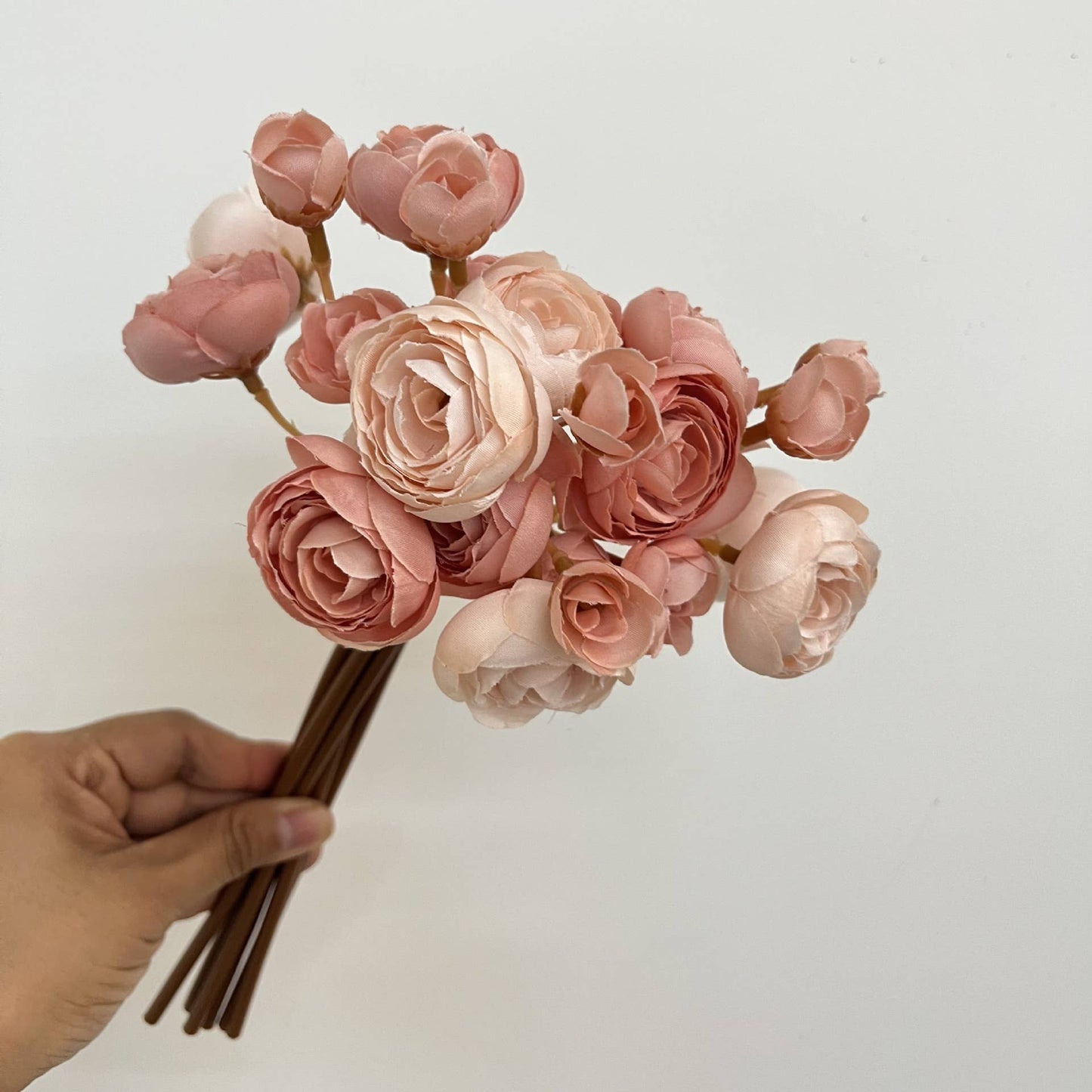 10''T Silk Baby Ranunculus Flower Bunch, 6 Stems/24 Blooms