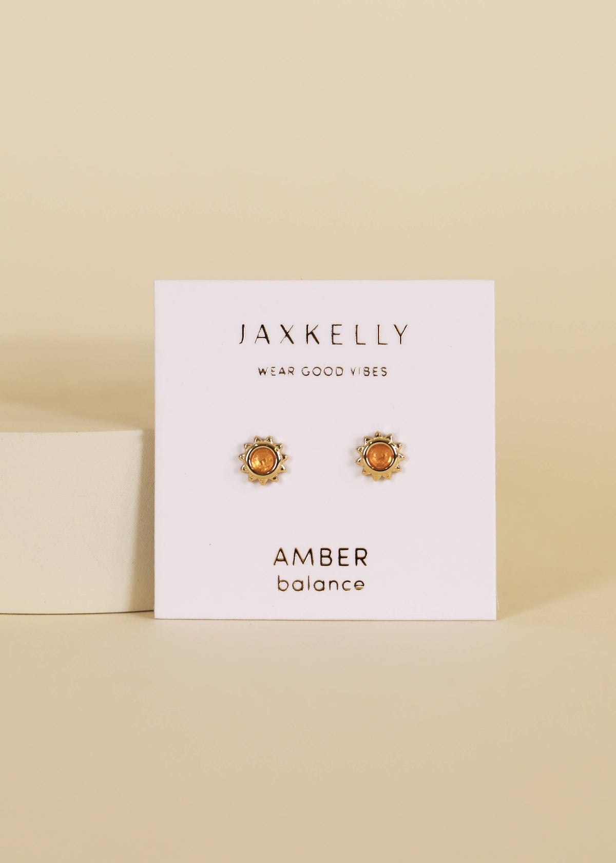 Sun Stud - Amber - Gold Earrings