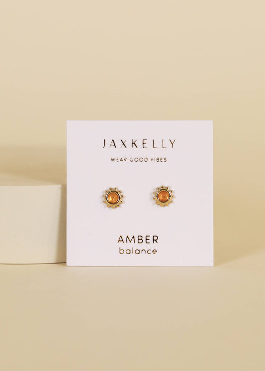Sun Stud - Amber - Gold Earrings