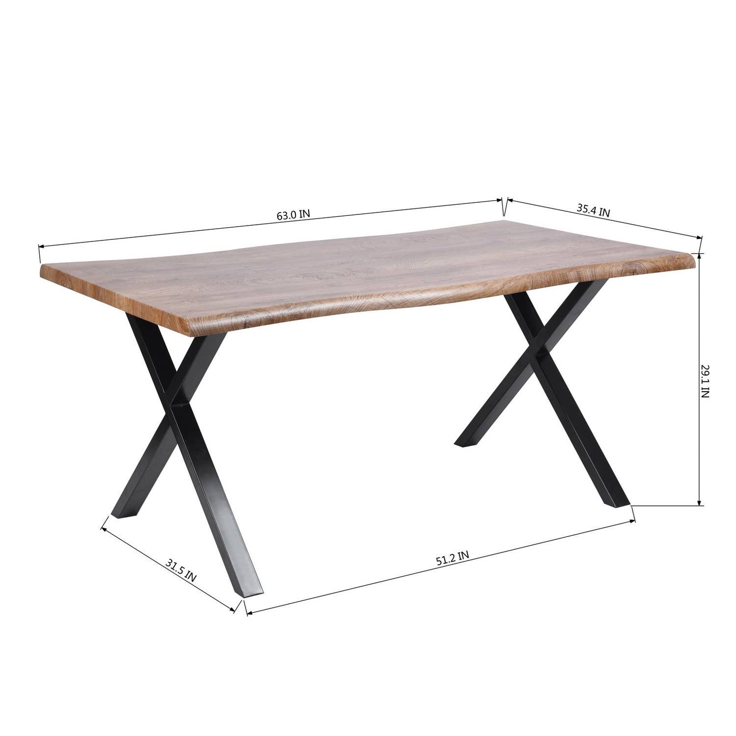 63in Dining Table with Wave-Edge for Family Christmas
